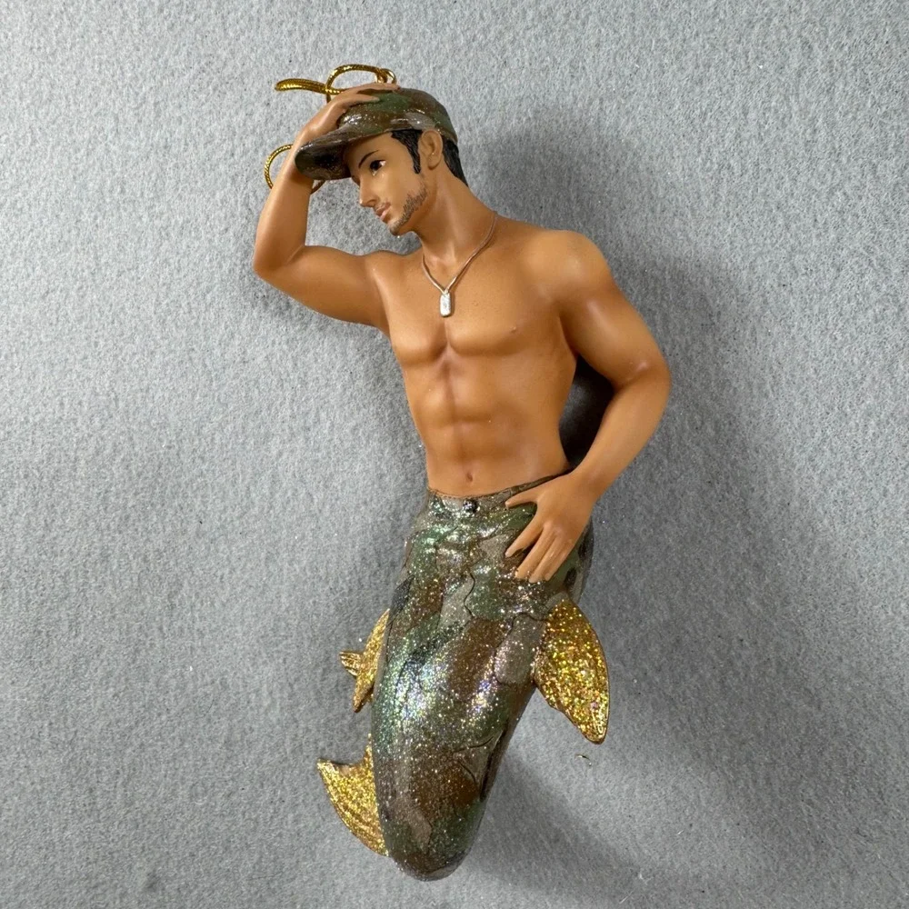 December Diamonds 2012 Camo Merman Ornament Retired 55-90777 Glitter Military